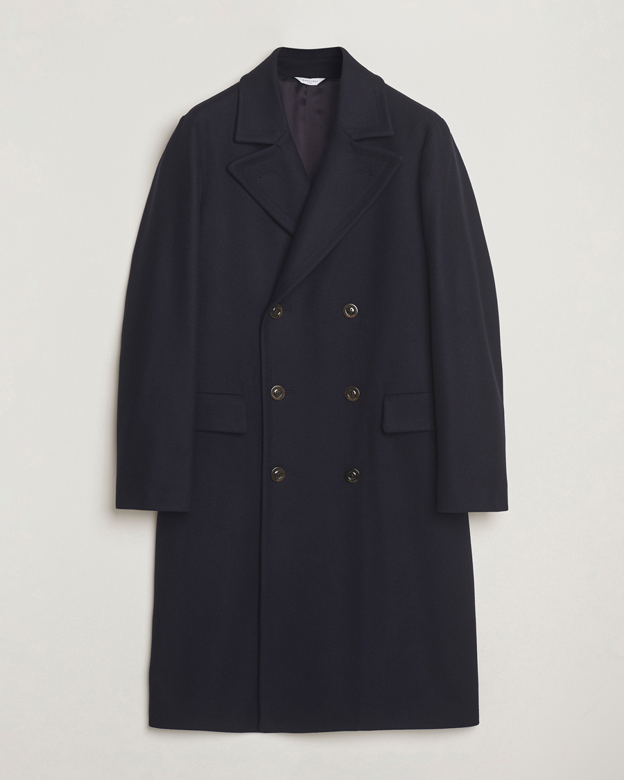 Men | Coats & Jackets | Boglioli | Double Breasted Wool Coat Navy