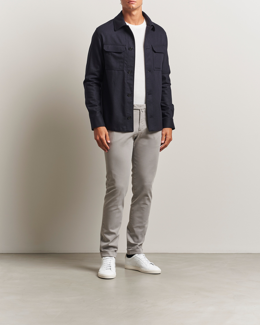 Men | Trousers | Briglia 1949 | Slim Fit Cotton Stretch Chino Light Grey