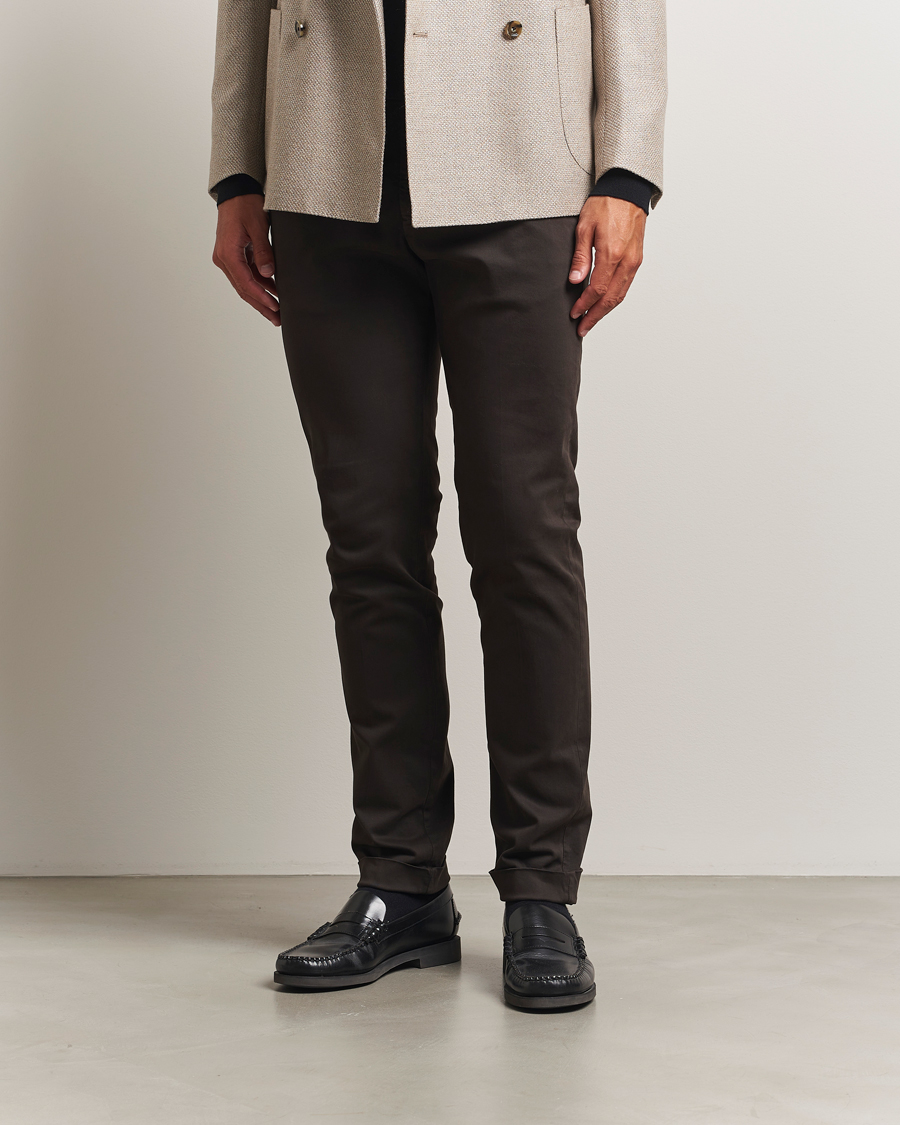 Men | Trousers | Briglia 1949 | Slim Fit Cotton Stretch Chino Dark Brown