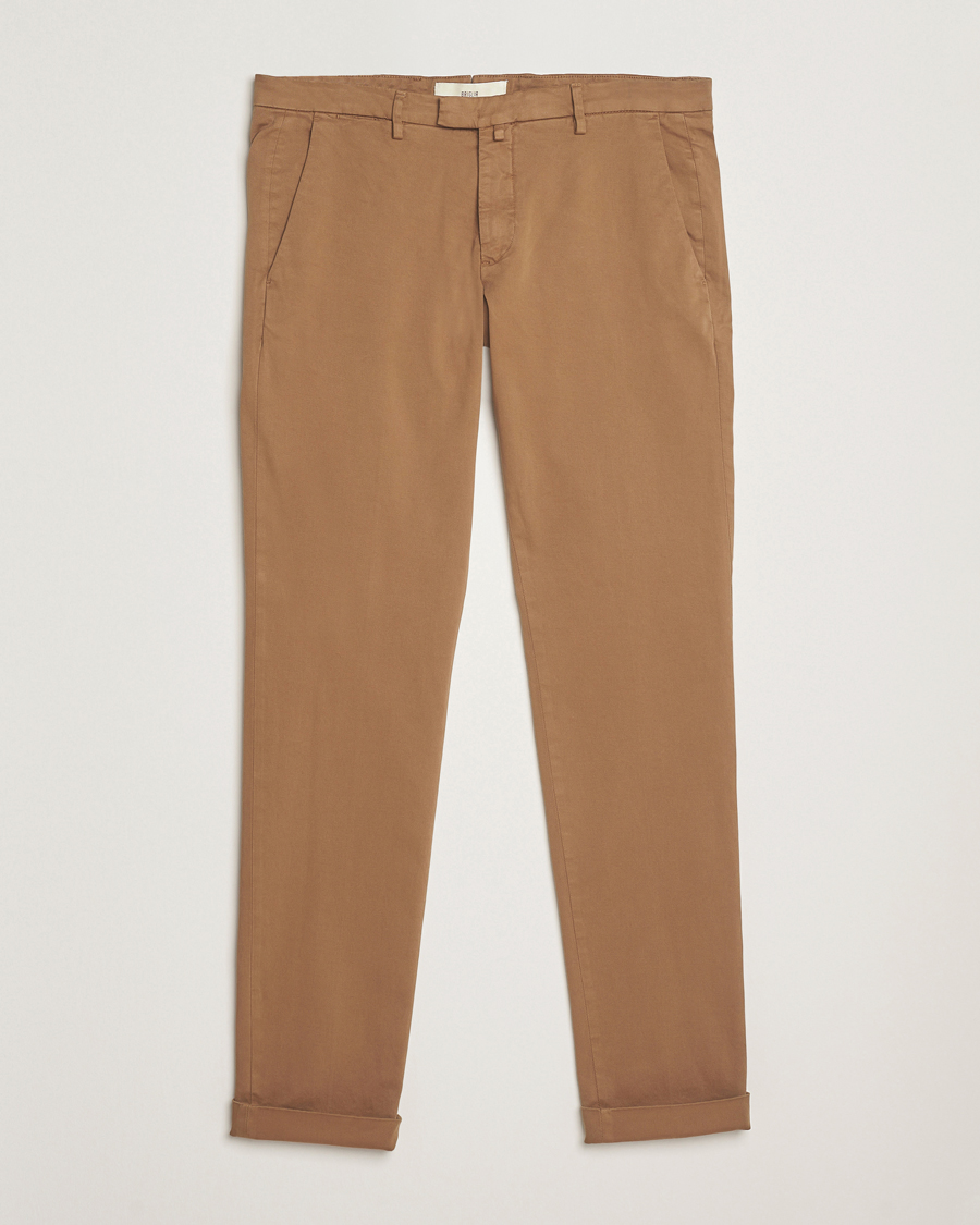 Men | Trousers | Briglia 1949 | Slim Fit Cotton Stretch Chino Mid Brown