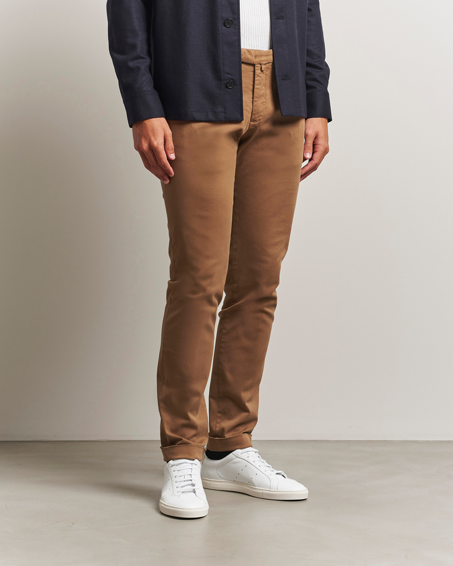 Men | Trousers | Briglia 1949 | Slim Fit Cotton Stretch Chino Mid Brown