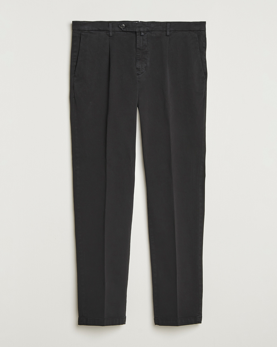 Men | Trousers | Briglia 1949 | Easy Fit Pleated Cotton Stretch Chino Black