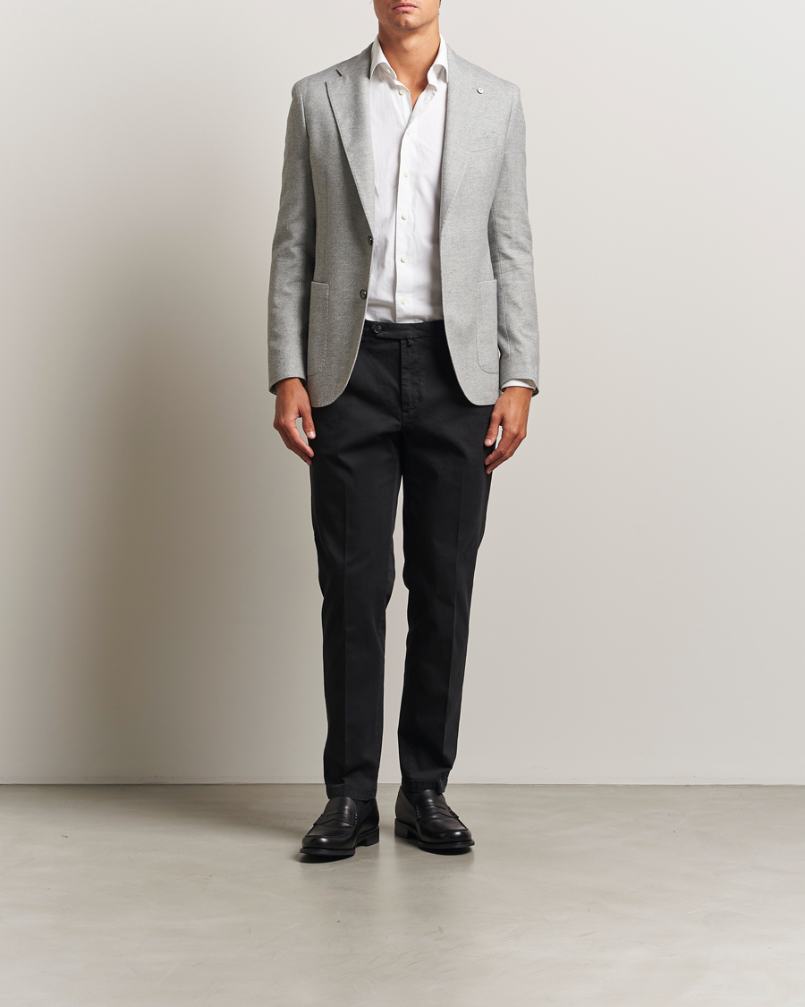 Men | Trousers | Briglia 1949 | Easy Fit Pleated Cotton Stretch Chino Black