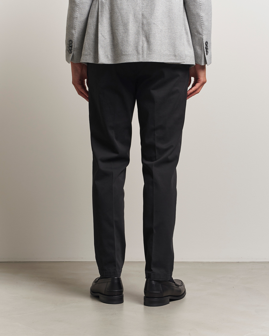 Men | Trousers | Briglia 1949 | Easy Fit Pleated Cotton Stretch Chino Black
