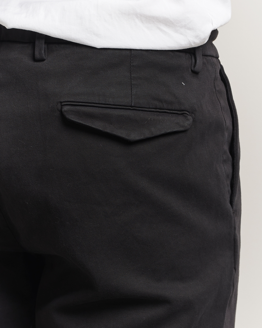 Men | Trousers | Briglia 1949 | Easy Fit Pleated Cotton Stretch Chino Black