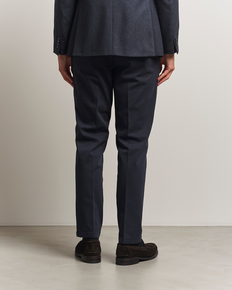 Men | Trousers | Briglia 1949 | Easy Fit Pleated Cotton Stretch Chino Navy