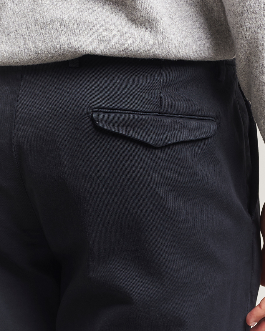 Men | Trousers | Briglia 1949 | Easy Fit Pleated Cotton Stretch Chino Navy