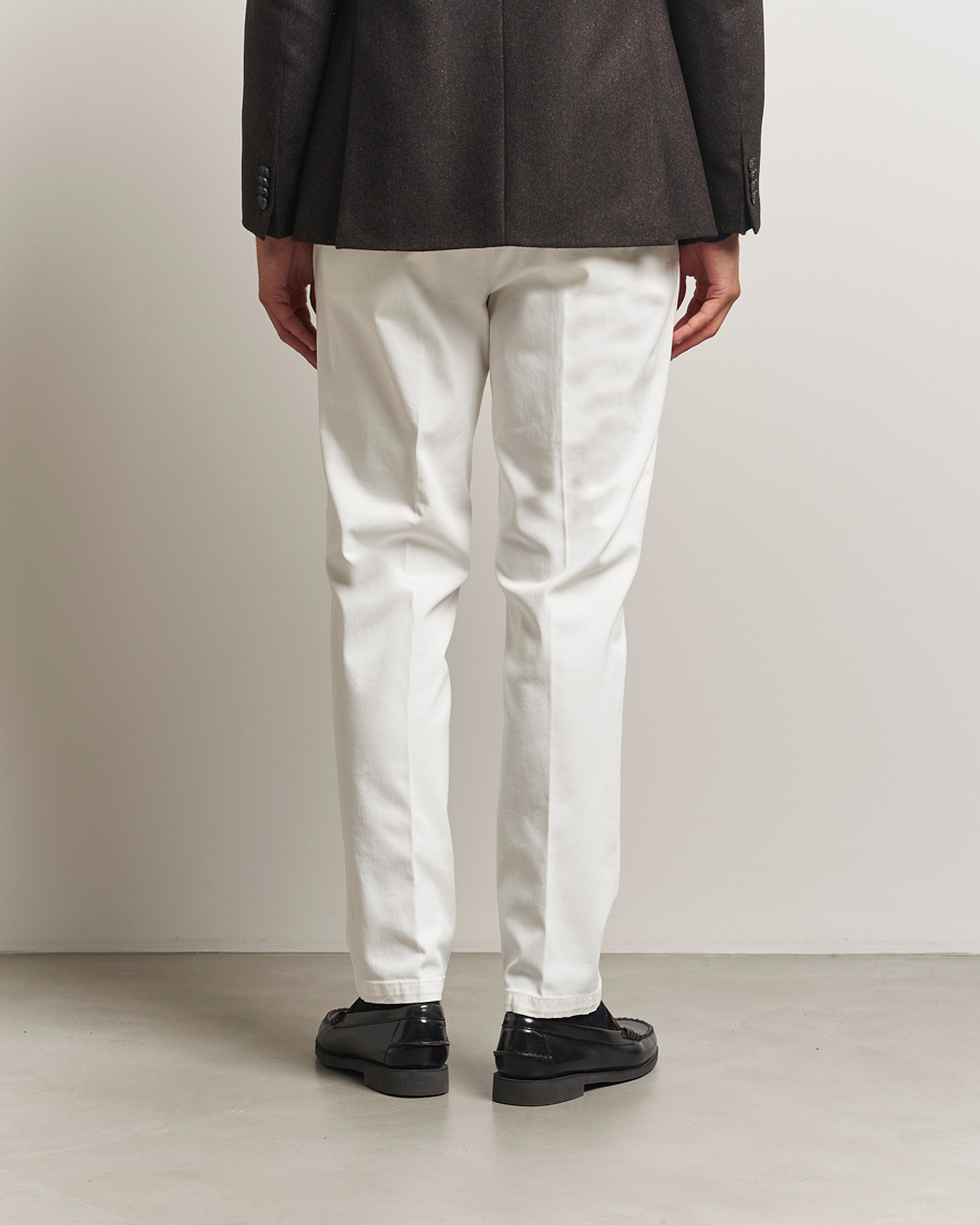 Men | Trousers | Briglia 1949 | Easy Fit Pleated Cotton Stretch Chino Off White