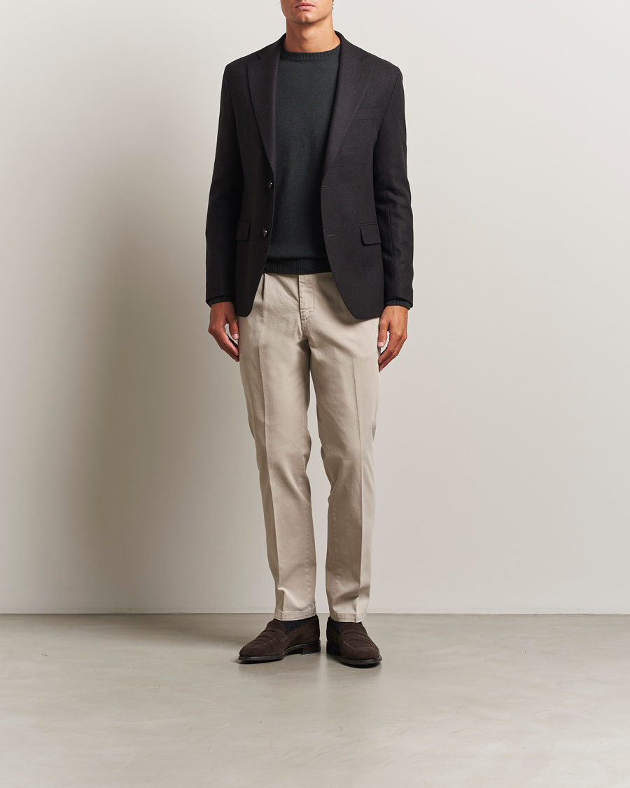 Men | Trousers | Briglia 1949 | Easy Fit Pleated Cotton Stretch Chino Beige