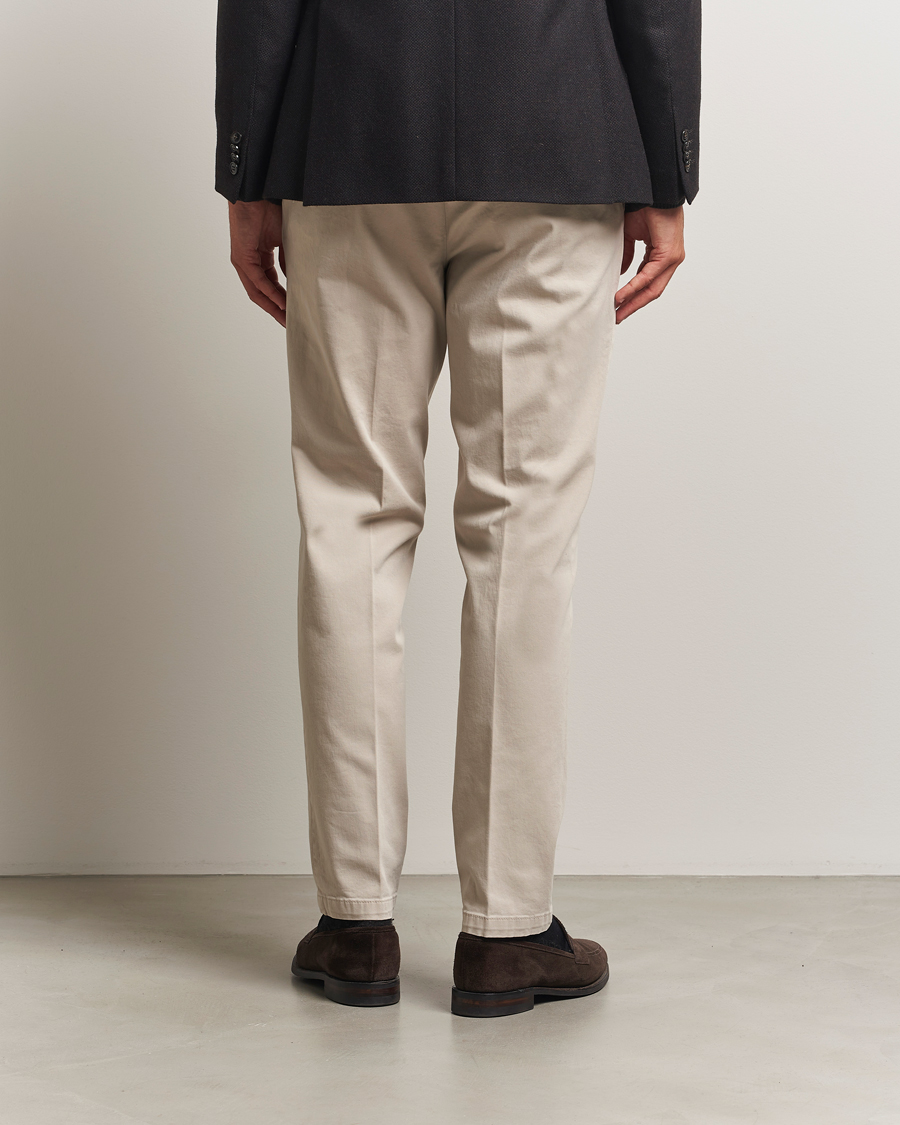Men | Trousers | Briglia 1949 | Easy Fit Pleated Cotton Stretch Chino Beige