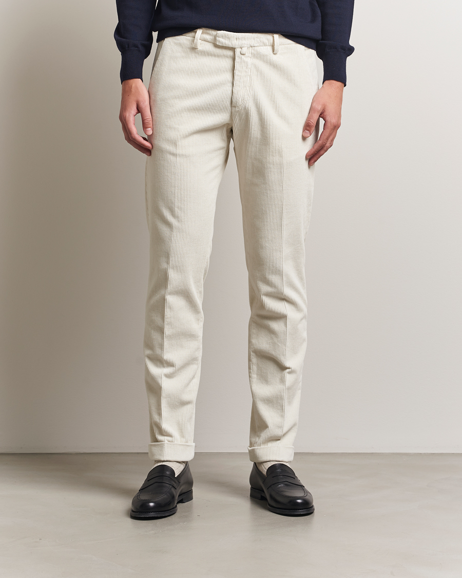 Men | Trousers | Briglia 1949 | Slim Fit Corduroy Trousers Off White