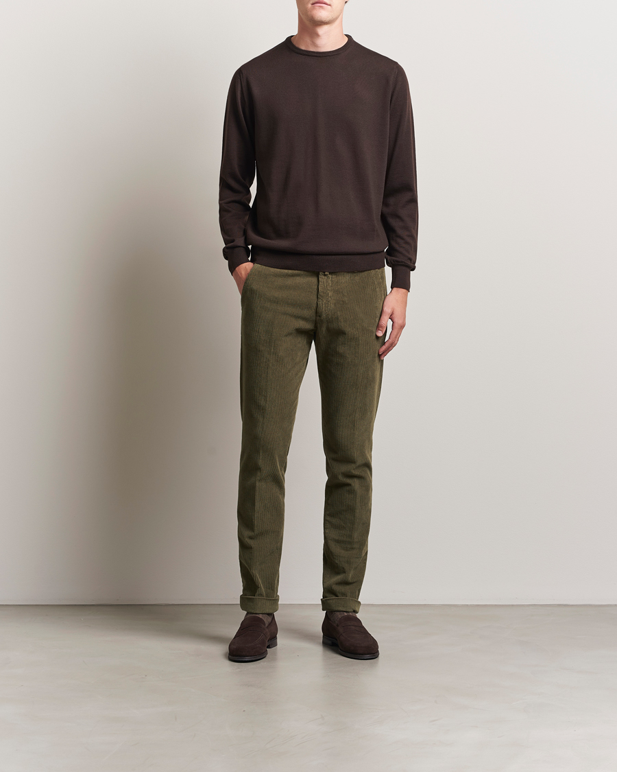 Men | Trousers | Briglia 1949 | Slim Fit Corduroy Trousers Dark Green