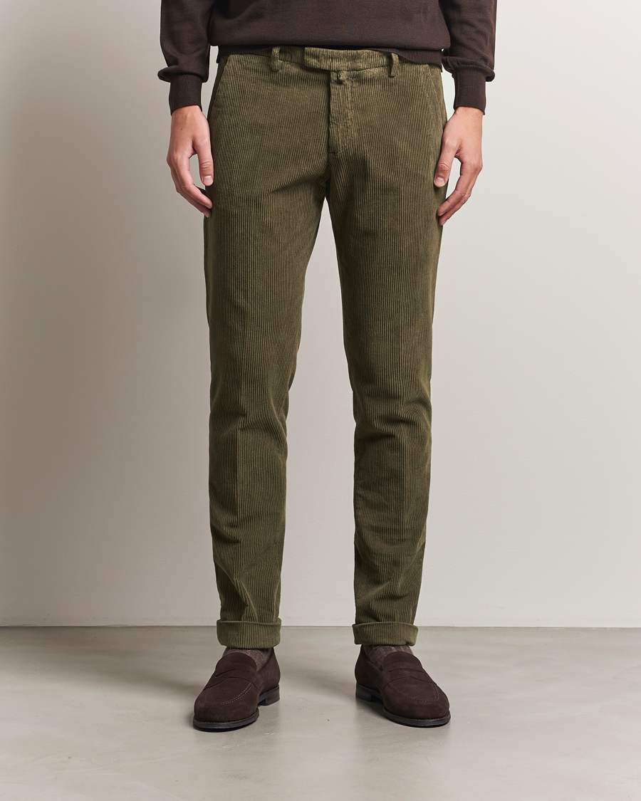 Men | Trousers | Briglia 1949 | Slim Fit Corduroy Trousers Dark Green