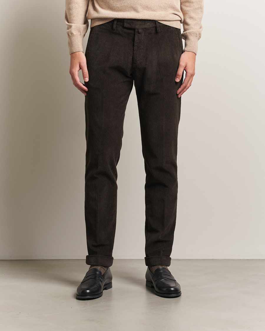 Men | Trousers | Briglia 1949 | Slim Fit Corduroy Trousers Dark Brown