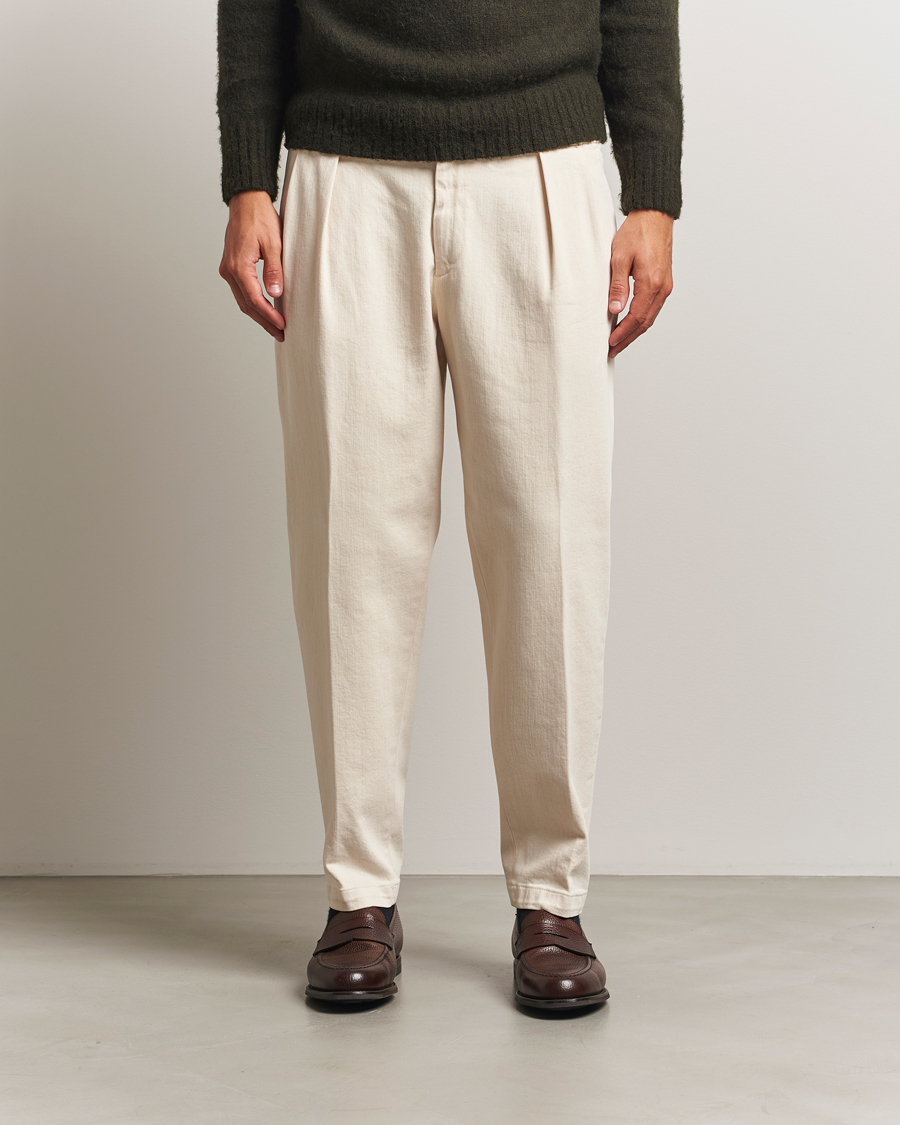 Men | Trousers | Briglia 1949 | Portobello Loose Fit Cotton Trousers Ecru