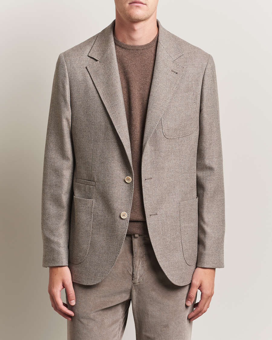 Men | Blazers | Brunello Cucinelli | Single Breasted Wool/Cashmere Twill Blazer Beige