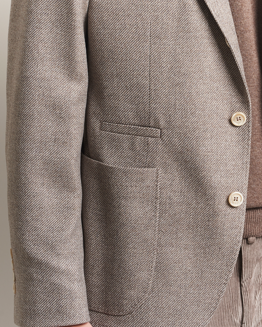 Men | Blazers | Brunello Cucinelli | Single Breasted Wool/Cashmere Twill Blazer Beige