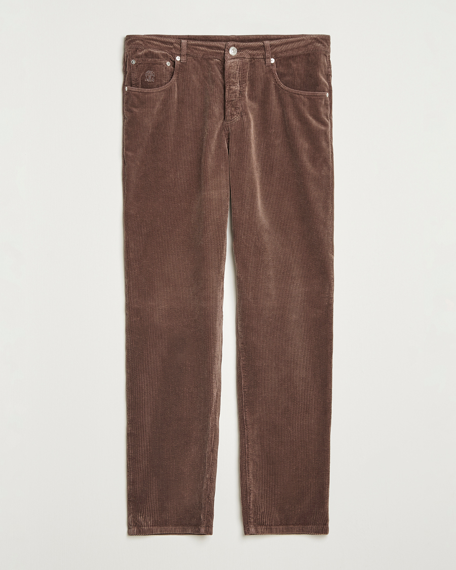 Men | Trousers | Brunello Cucinelli | Leisure Fit Corduroy 5-Pocket Pants Taupe