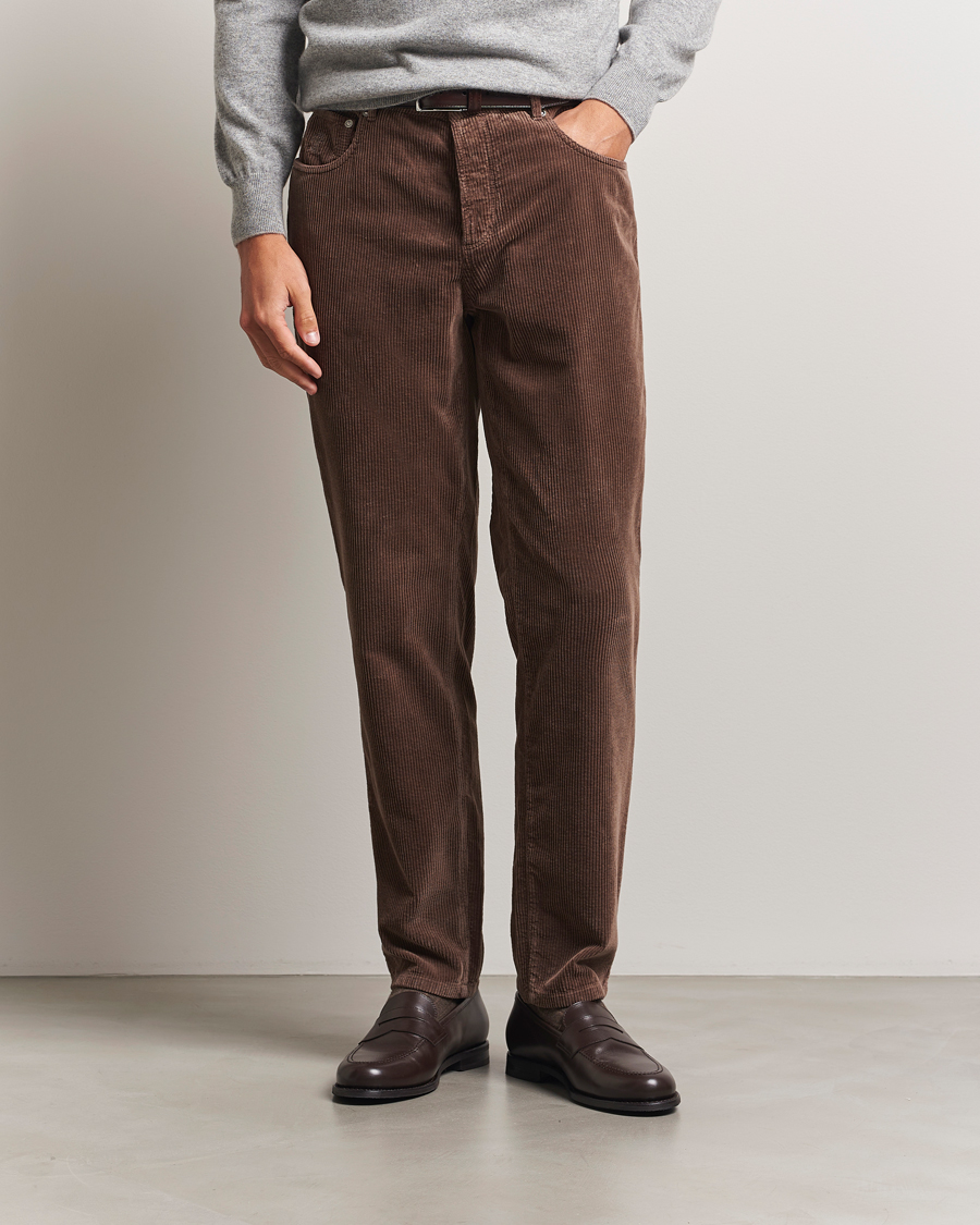 Men | Trousers | Brunello Cucinelli | Leisure Fit Corduroy 5-Pocket Pants Taupe