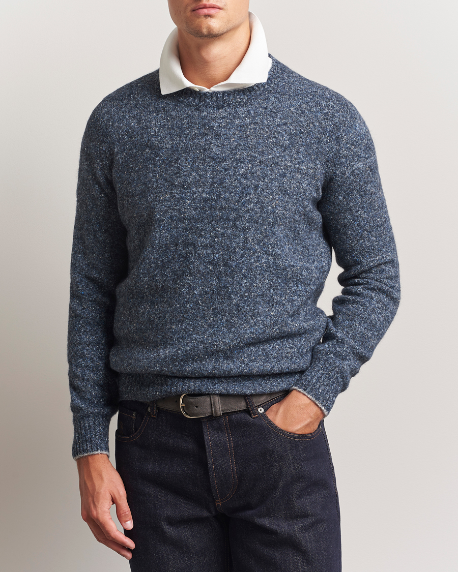 Men | Sweaters & Knitwear | Brunello Cucinelli | Alpaca Blend Sweater Dark Blue Melange