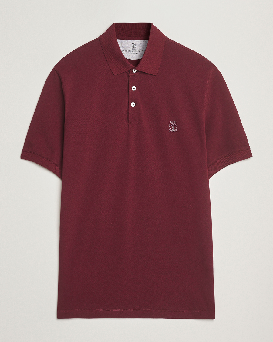 Men | Polo Shirts | Brunello Cucinelli | Short Sleeve Logo Polo Amaranto