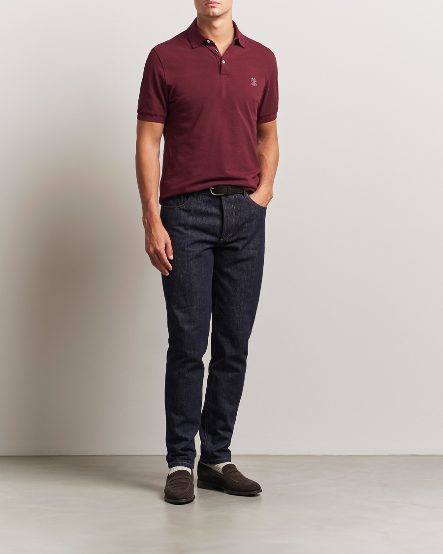 Men | Polo Shirts | Brunello Cucinelli | Short Sleeve Logo Polo Amaranto
