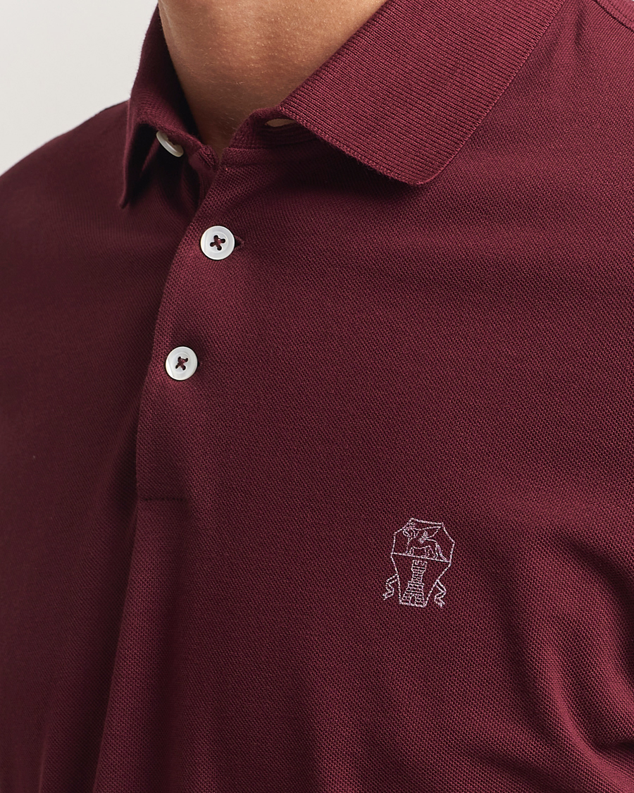 Men | Polo Shirts | Brunello Cucinelli | Short Sleeve Logo Polo Amaranto