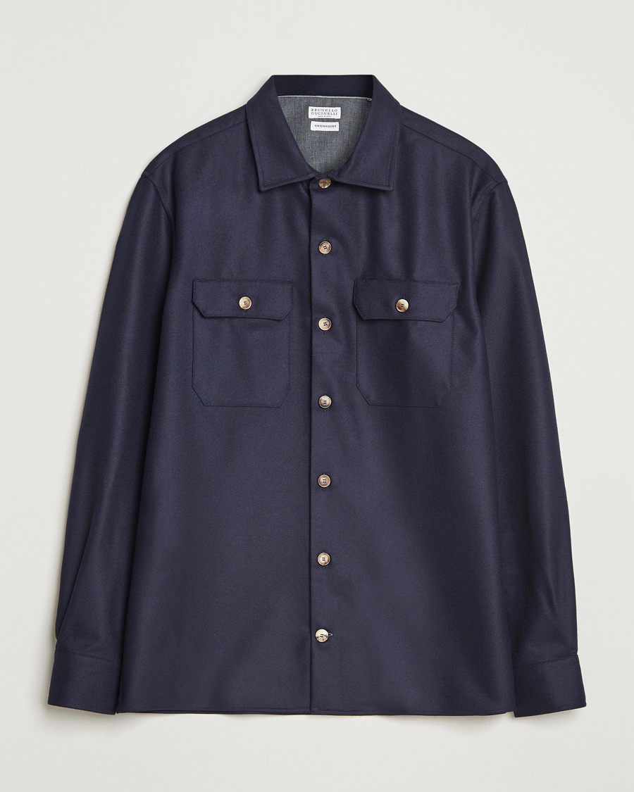 Men | Coats & Jackets | Brunello Cucinelli | Double Pocket Overshirt Navy