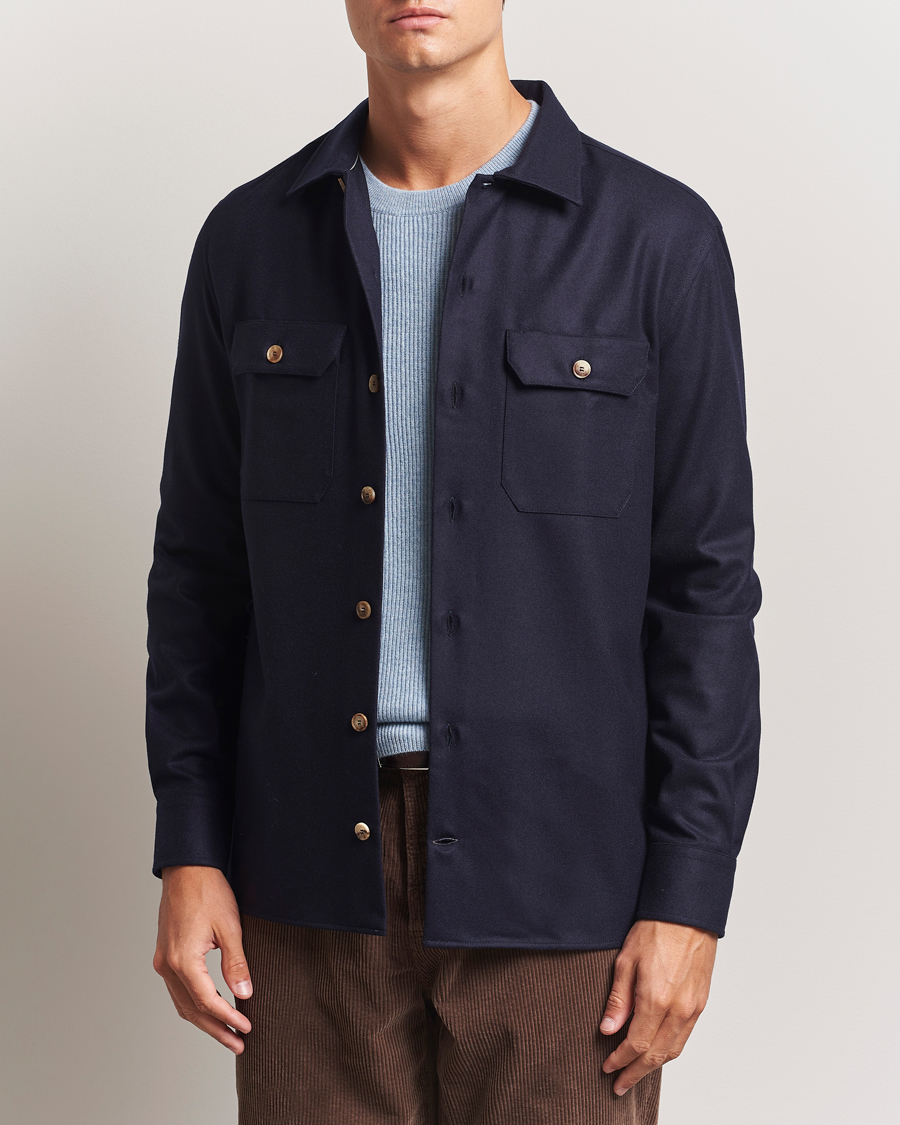 Men | Coats & Jackets | Brunello Cucinelli | Double Pocket Overshirt Navy