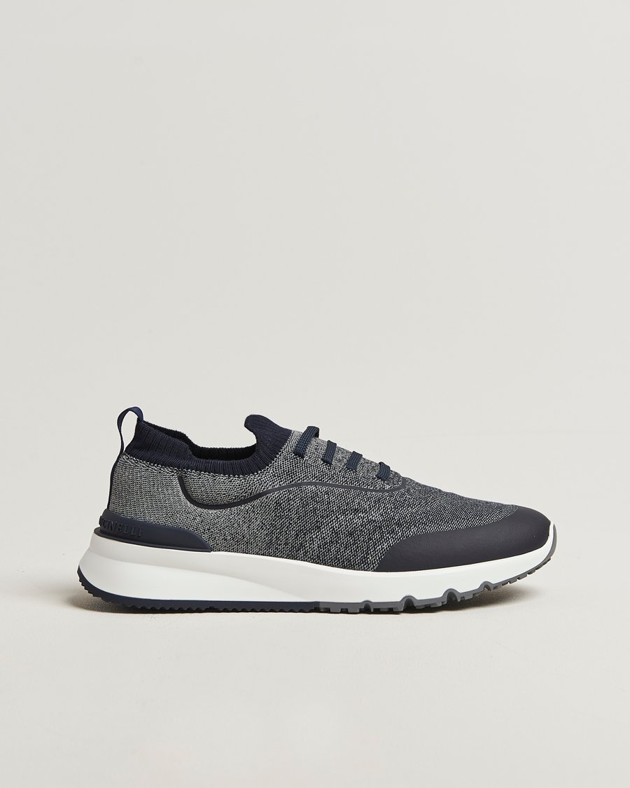 Men | Sneakers | Brunello Cucinelli | Flannel Running Sneakers Navy