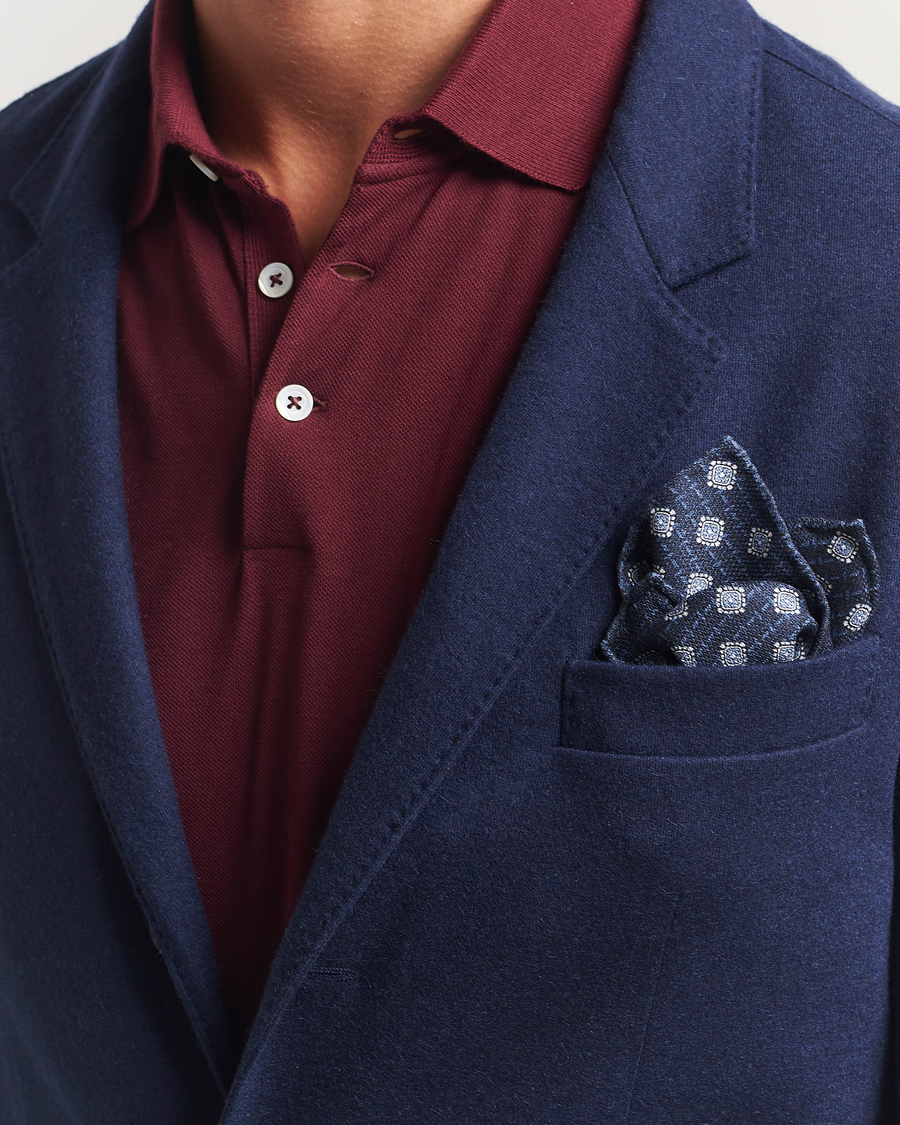 Men | Pocket Squares | Brunello Cucinelli | Printed Silk Pocket Square Navy