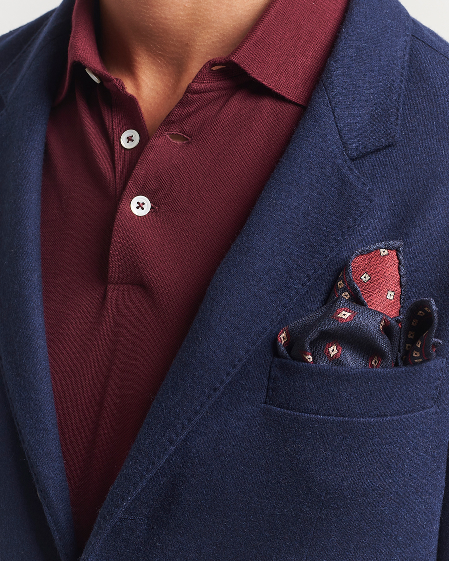 Men | Pocket Squares | Brunello Cucinelli | Printed Silk Pocket Square Navy