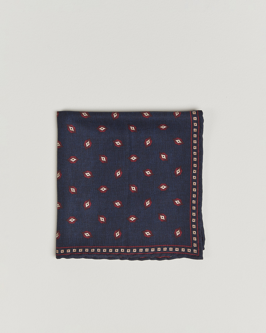 Men | Pocket Squares | Brunello Cucinelli | Printed Silk Pocket Square Navy