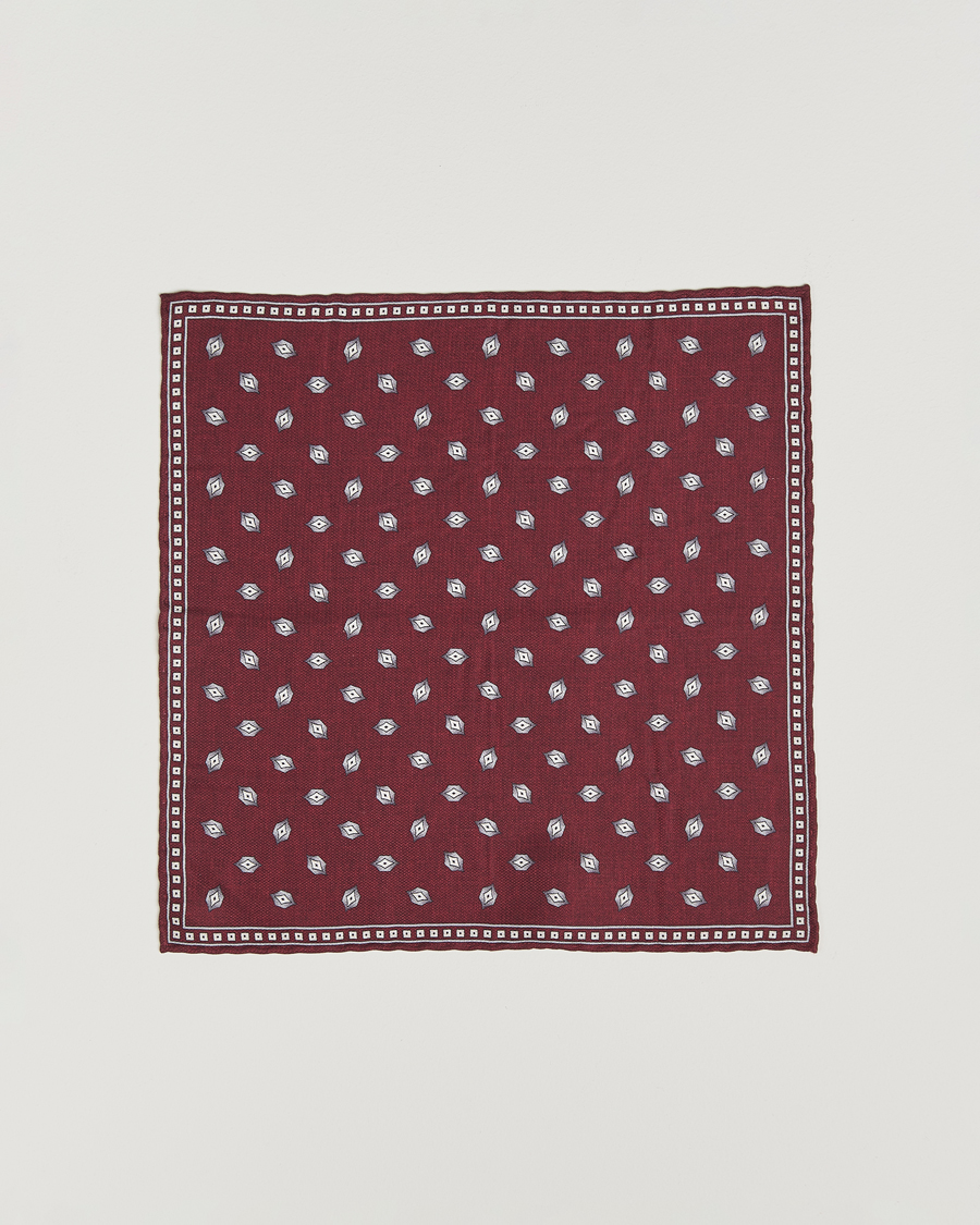 Men | Pocket Squares | Brunello Cucinelli | Printed Silk Pocket Square Burgundy