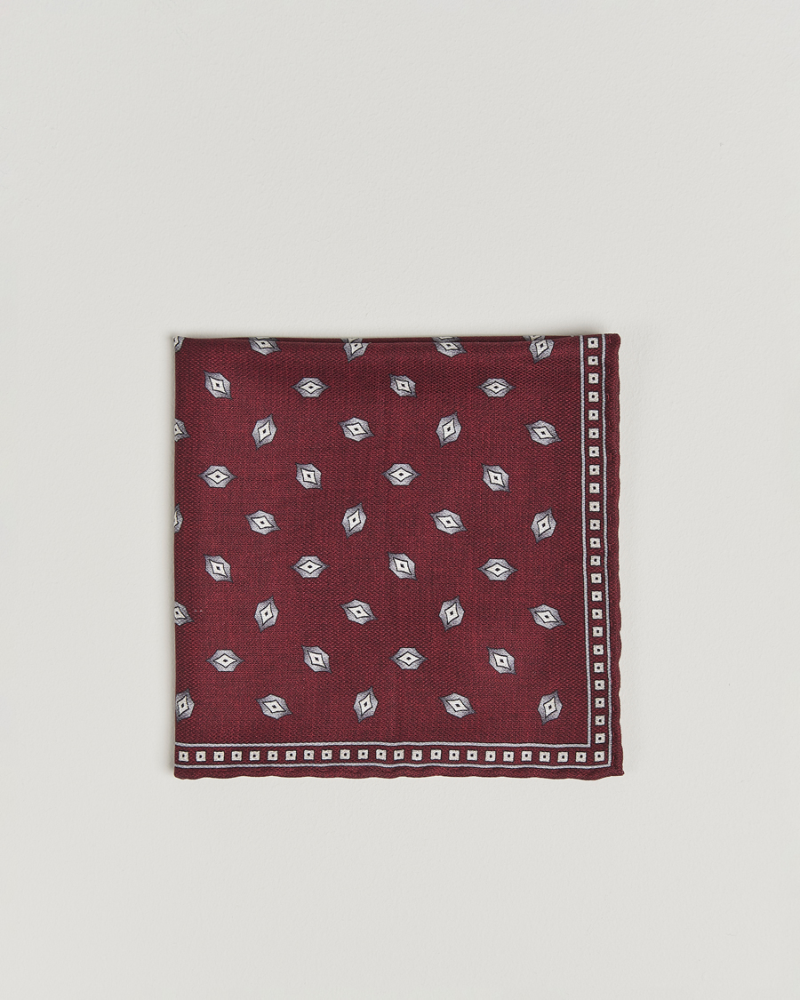 Men | Pocket Squares | Brunello Cucinelli | Printed Silk Pocket Square Burgundy