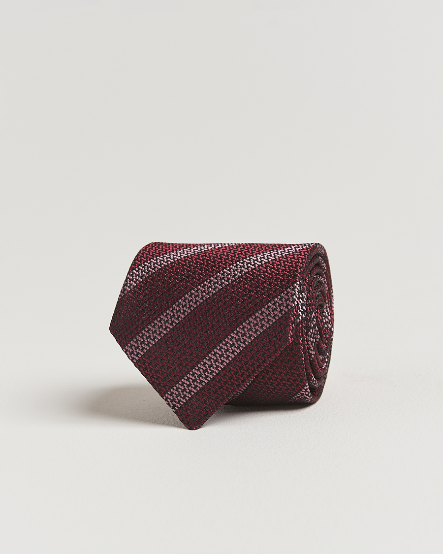 Men | Ties | Brunello Cucinelli | Regimental Stripe Silk Tie Amaranto
