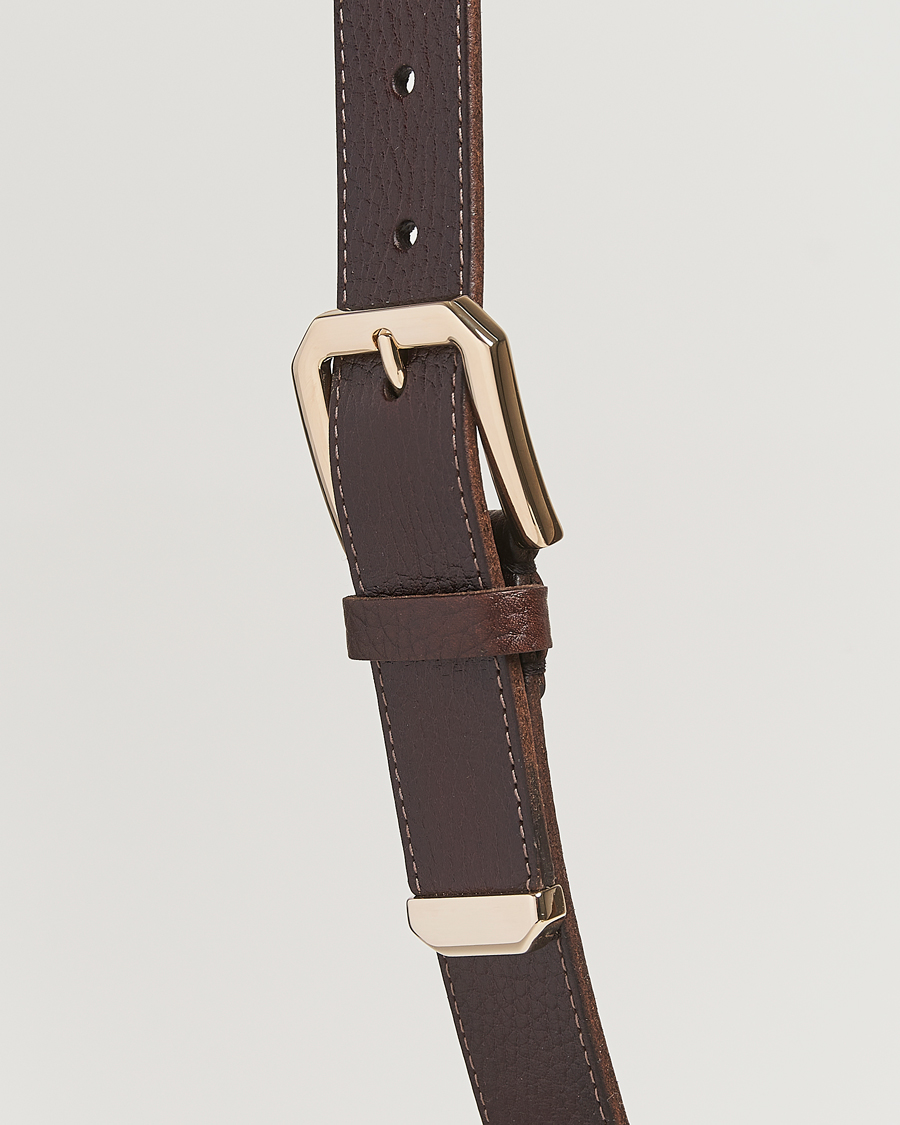 Men | Belts | Brunello Cucinelli | Grain Leather Belt Dark Brown