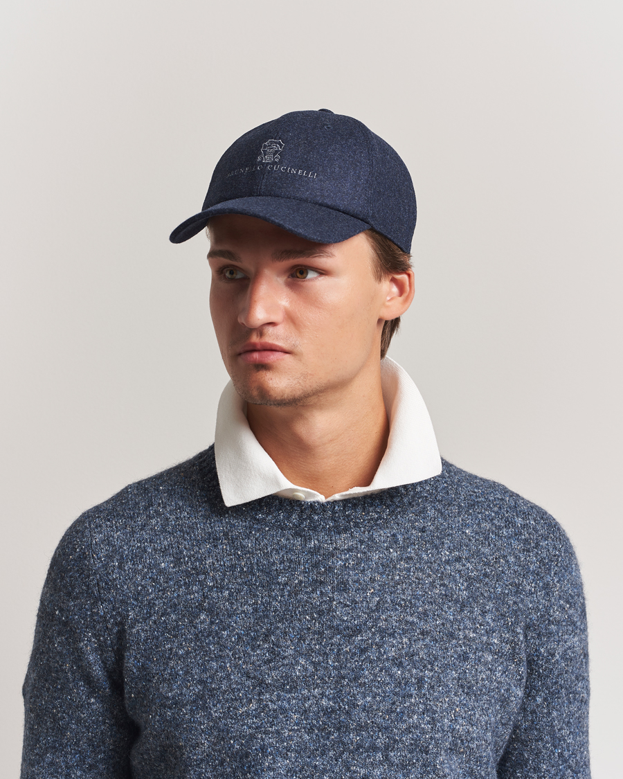 Men | Hats & Caps | Brunello Cucinelli | Flannel Cap Navy