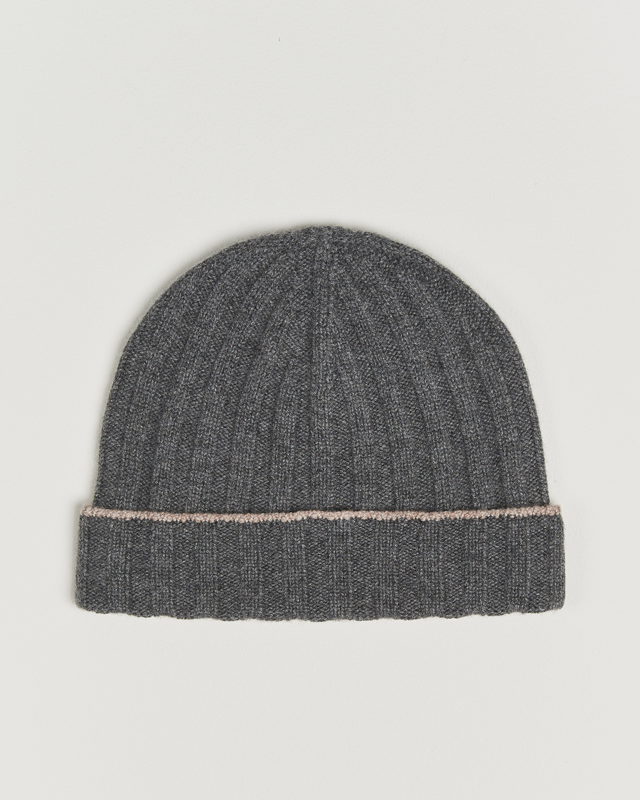 Men | Beanies | Brunello Cucinelli | Cashmere Contrast Beanie Grey Melange