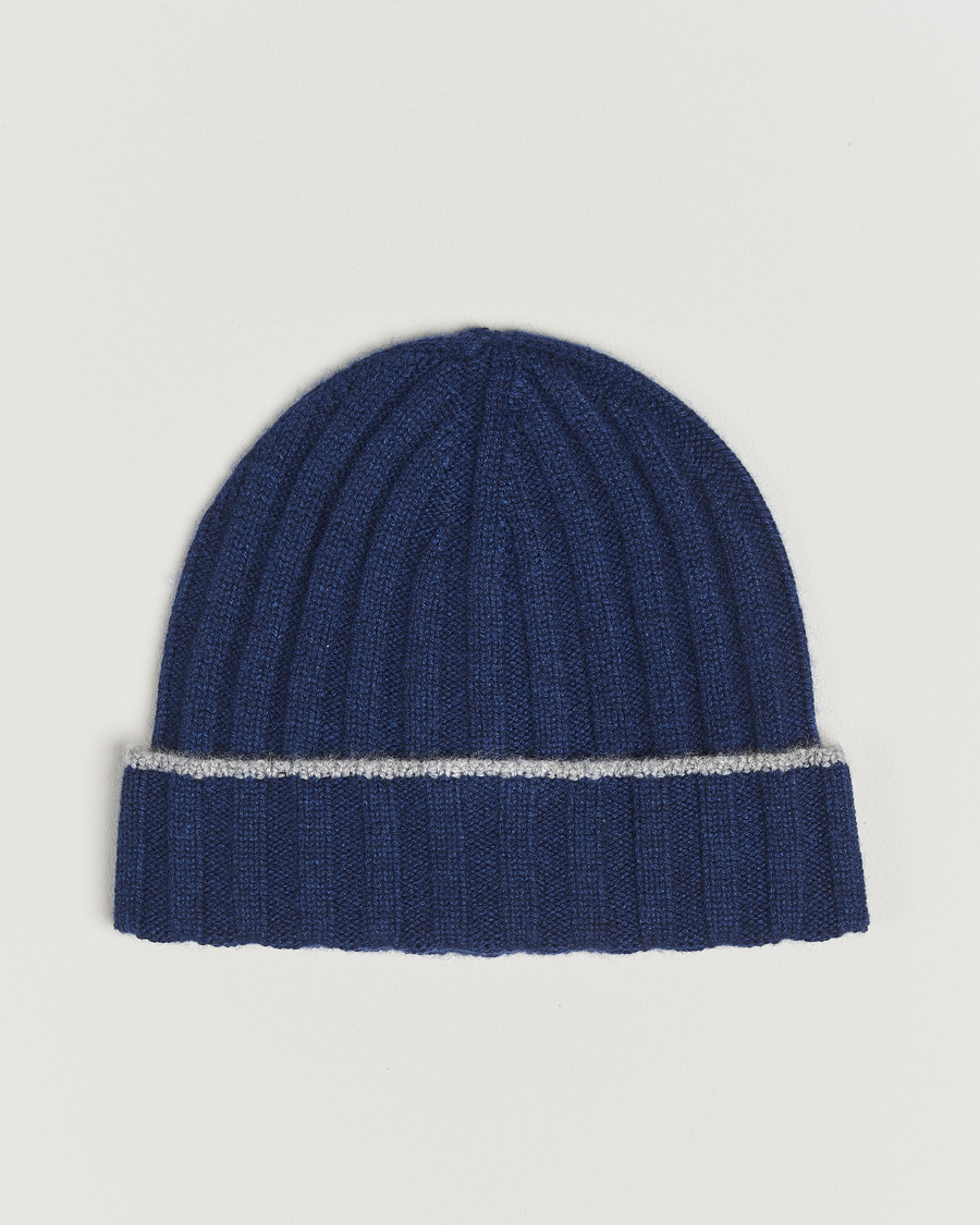 Men | Beanies | Brunello Cucinelli | Cashmere Contrast Beanie Navy