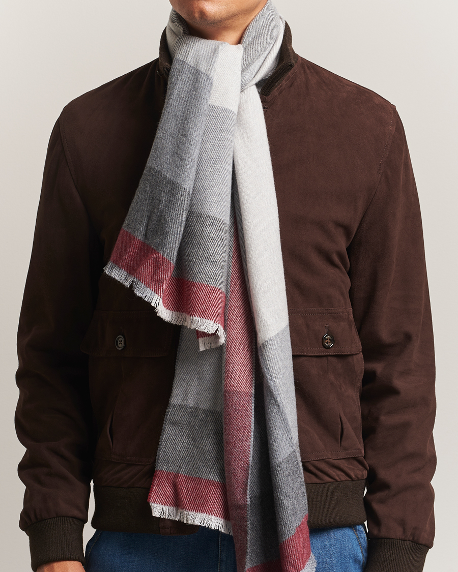 Men | Scarves | Brunello Cucinelli | Wool/Cashmere Scarf Grey/Burgundy