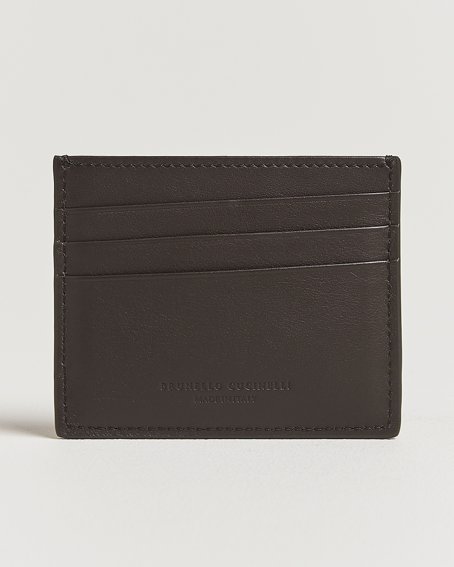 Men | Wallets | Brunello Cucinelli | Leather Cardholder Dark Brown Calf