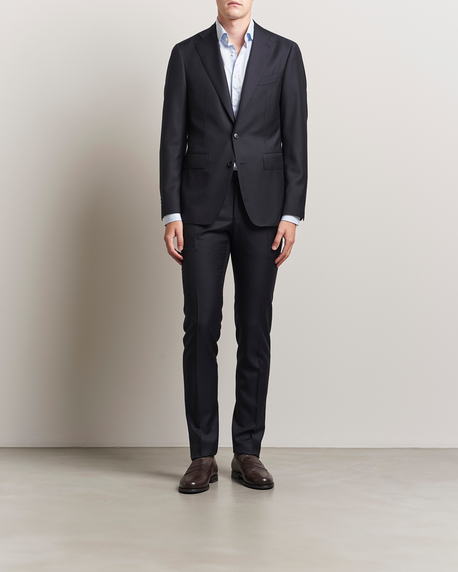 Men | Suits | Canali | Capri Wool 130s Suit Dark Blue