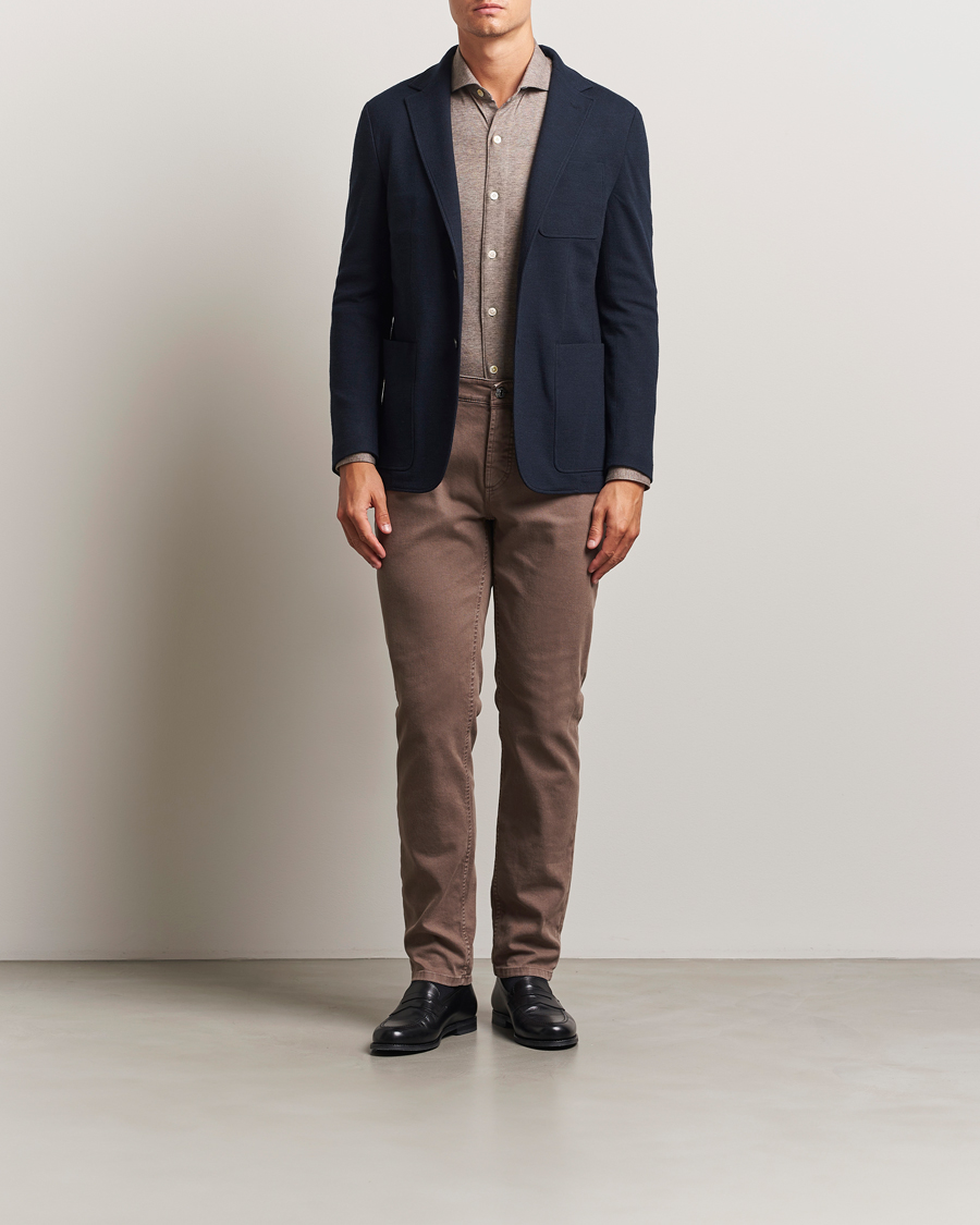 Men | Blazers | Canali | Wool Houndstooth Jersey Blazer Navy