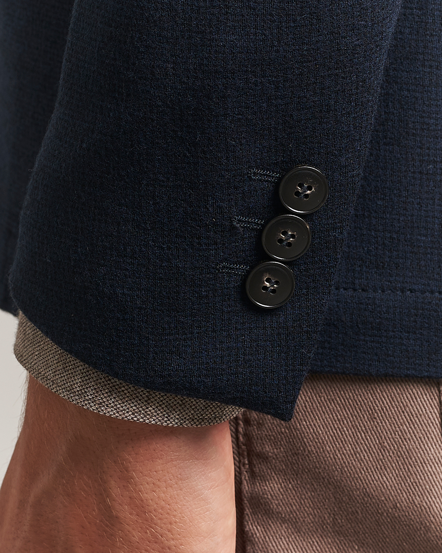 Men | Blazers | Canali | Wool Houndstooth Jersey Blazer Navy