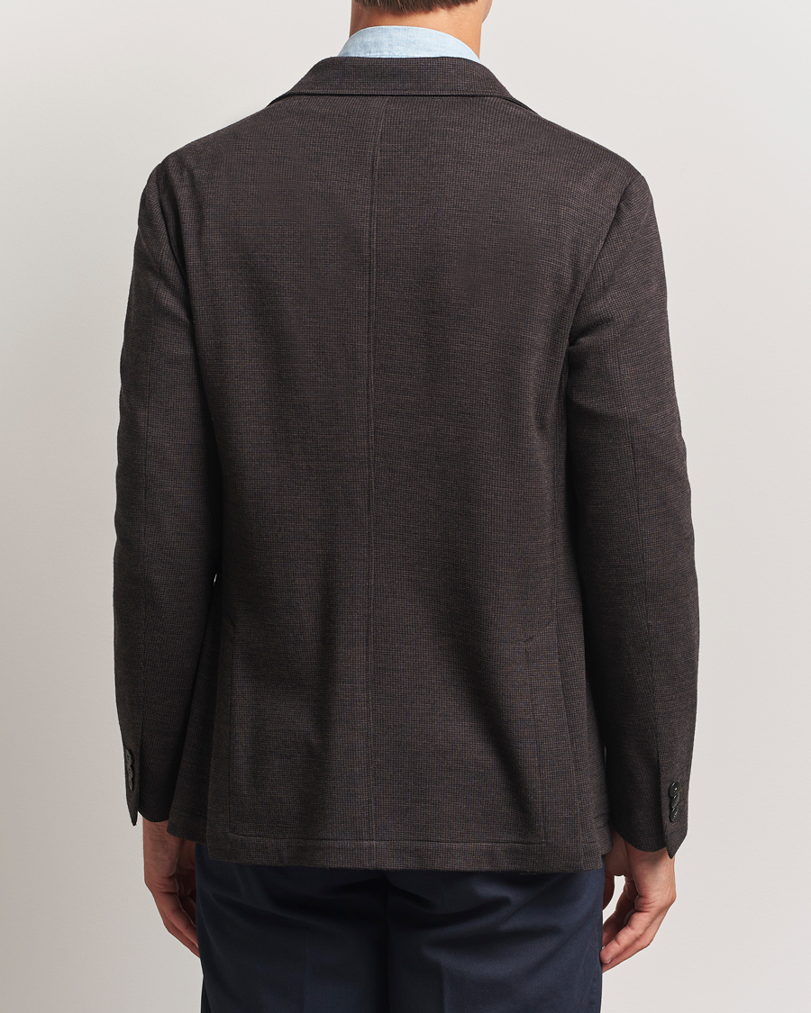 Men | Blazers | Canali | Wool Houndstooth Jersey Blazer Dark Brown