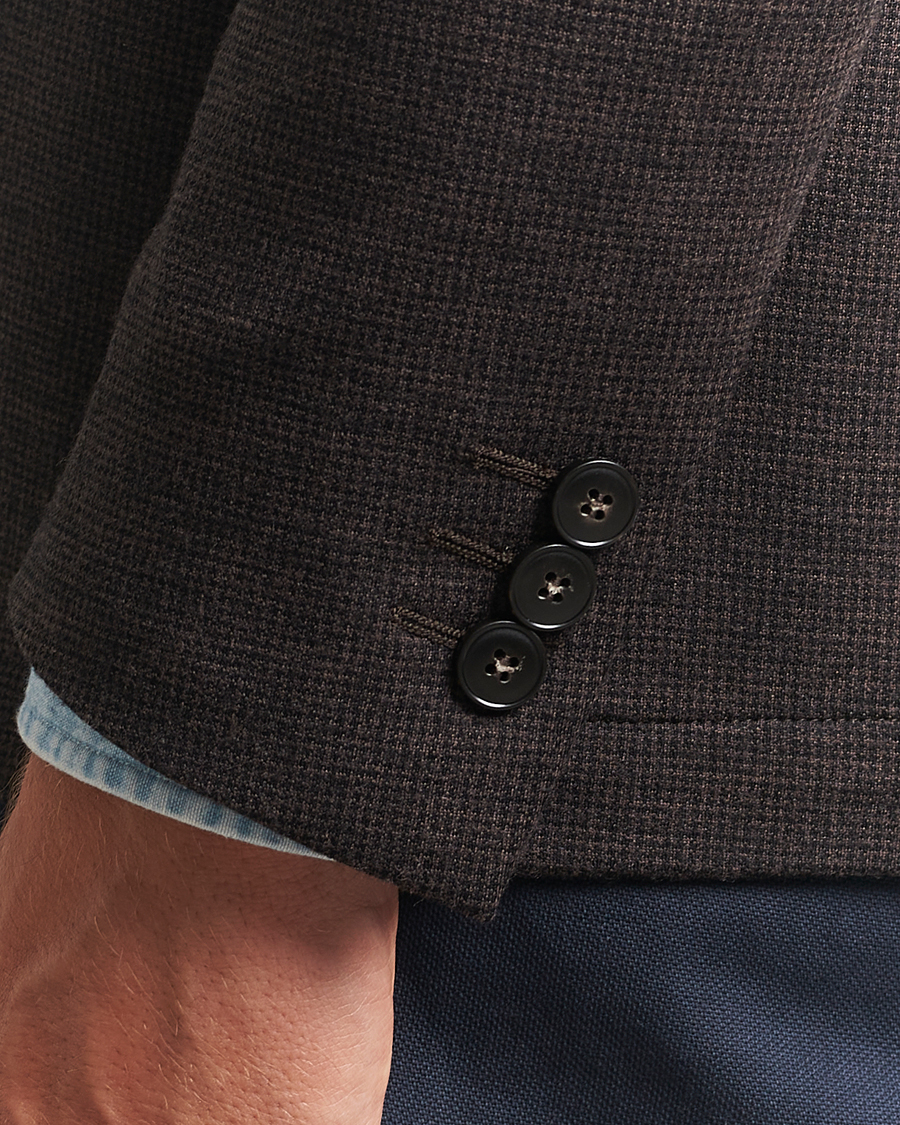 Men | Blazers | Canali | Wool Houndstooth Jersey Blazer Dark Brown