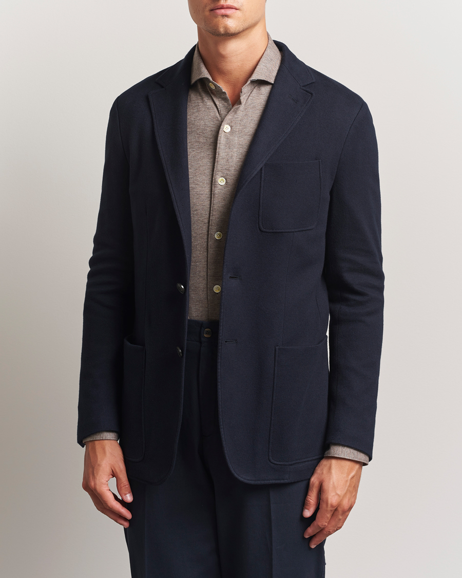 Men | Blazers | Canali | Cotton/Cashmere Jersey Blazer Navy