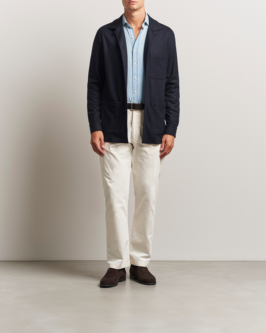 Men | Coats & Jackets | Canali | Wool Shirt Jacket Navy