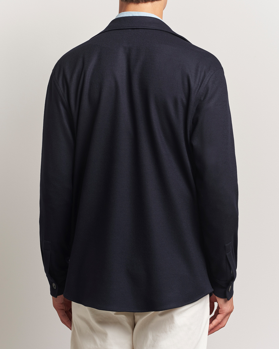 Men | Coats & Jackets | Canali | Wool Shirt Jacket Navy
